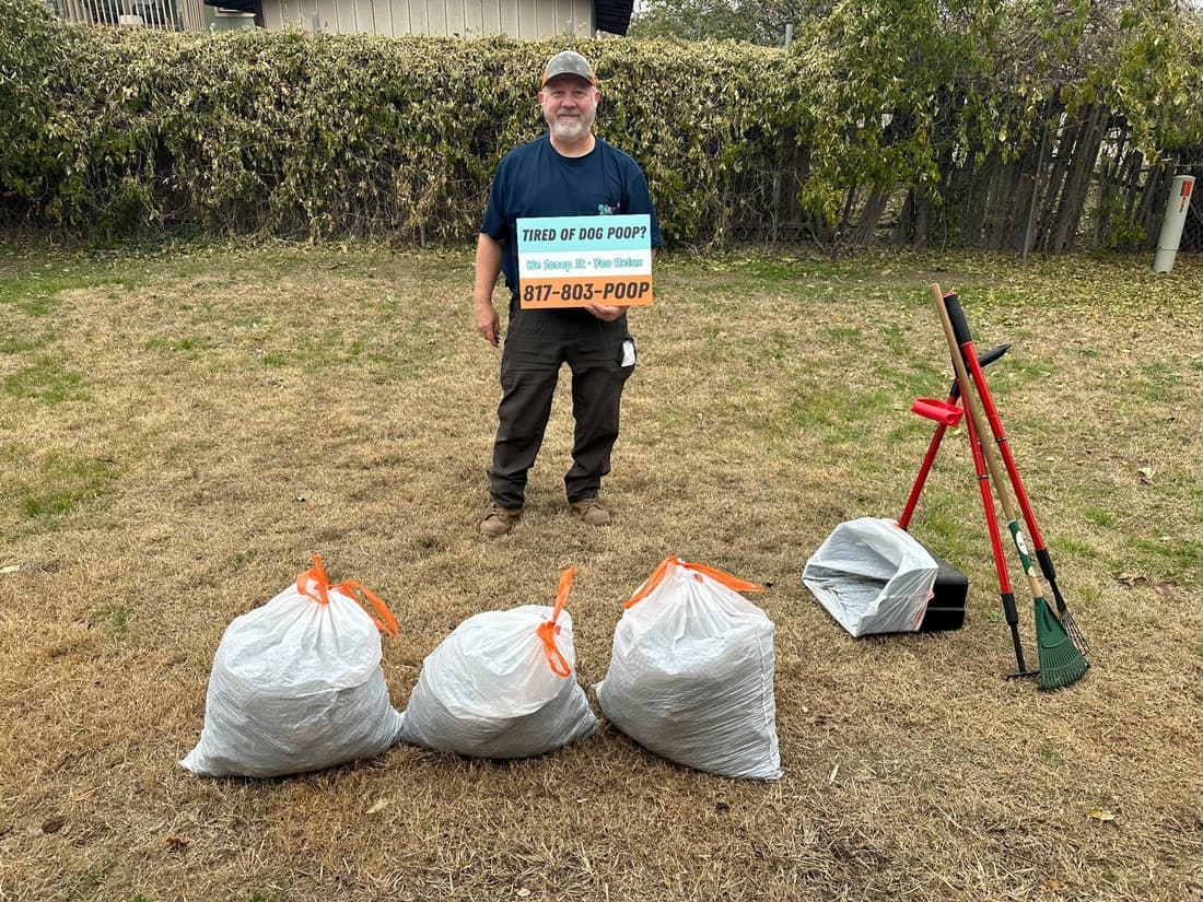 Rhino Scoop dog waste removal service at a clean residential property in Aledo, Texas